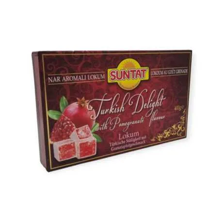 Lokum o smaku owoców granatu w otoczce pudrowej