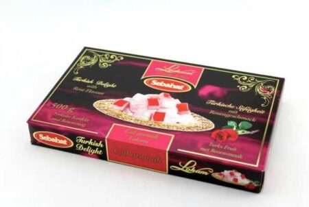 Lokum o smaku różanym w otoczce pudrowej